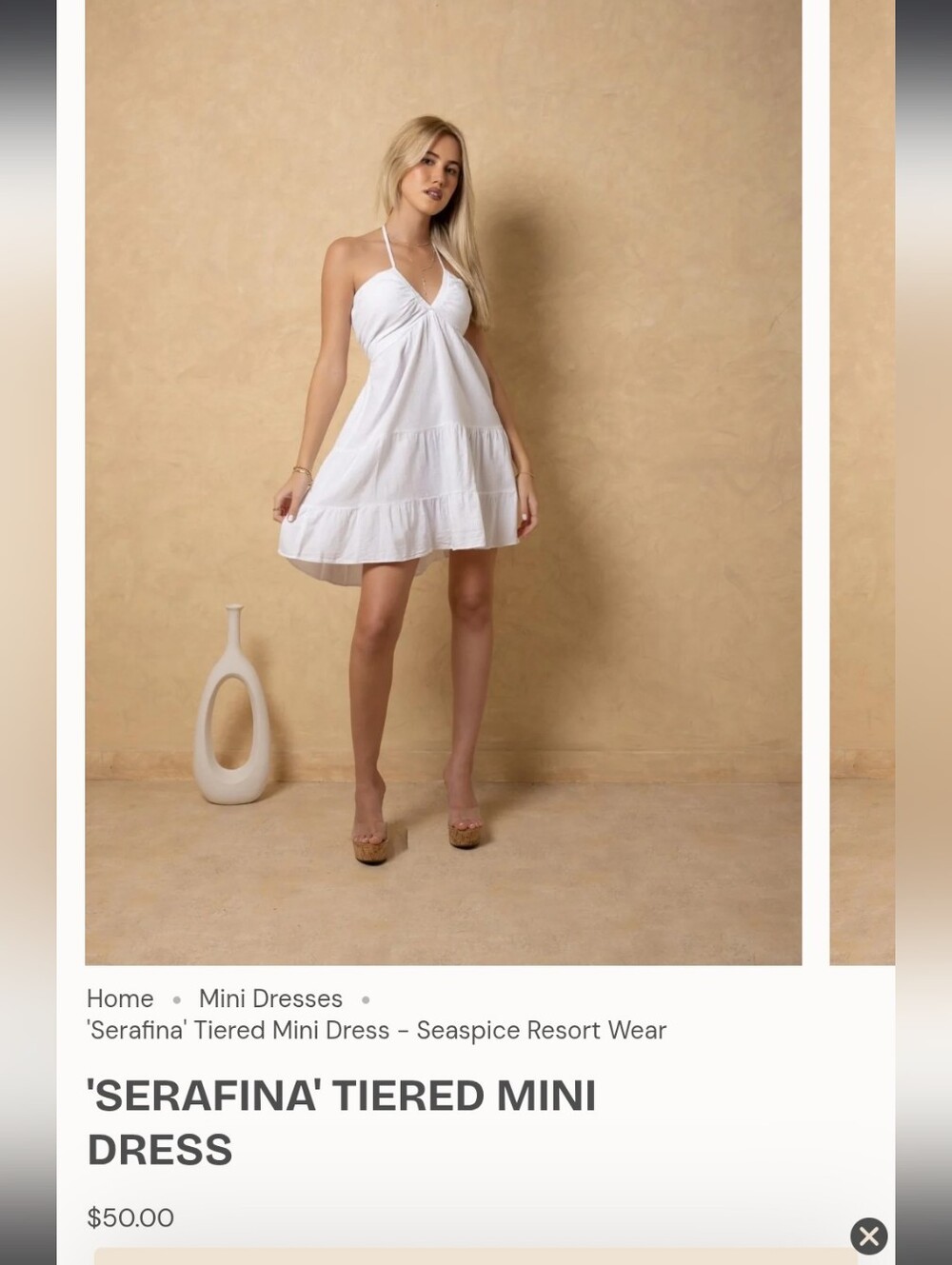 Sea Spice Resort Wear: Serafina White Tiered Mini Dress